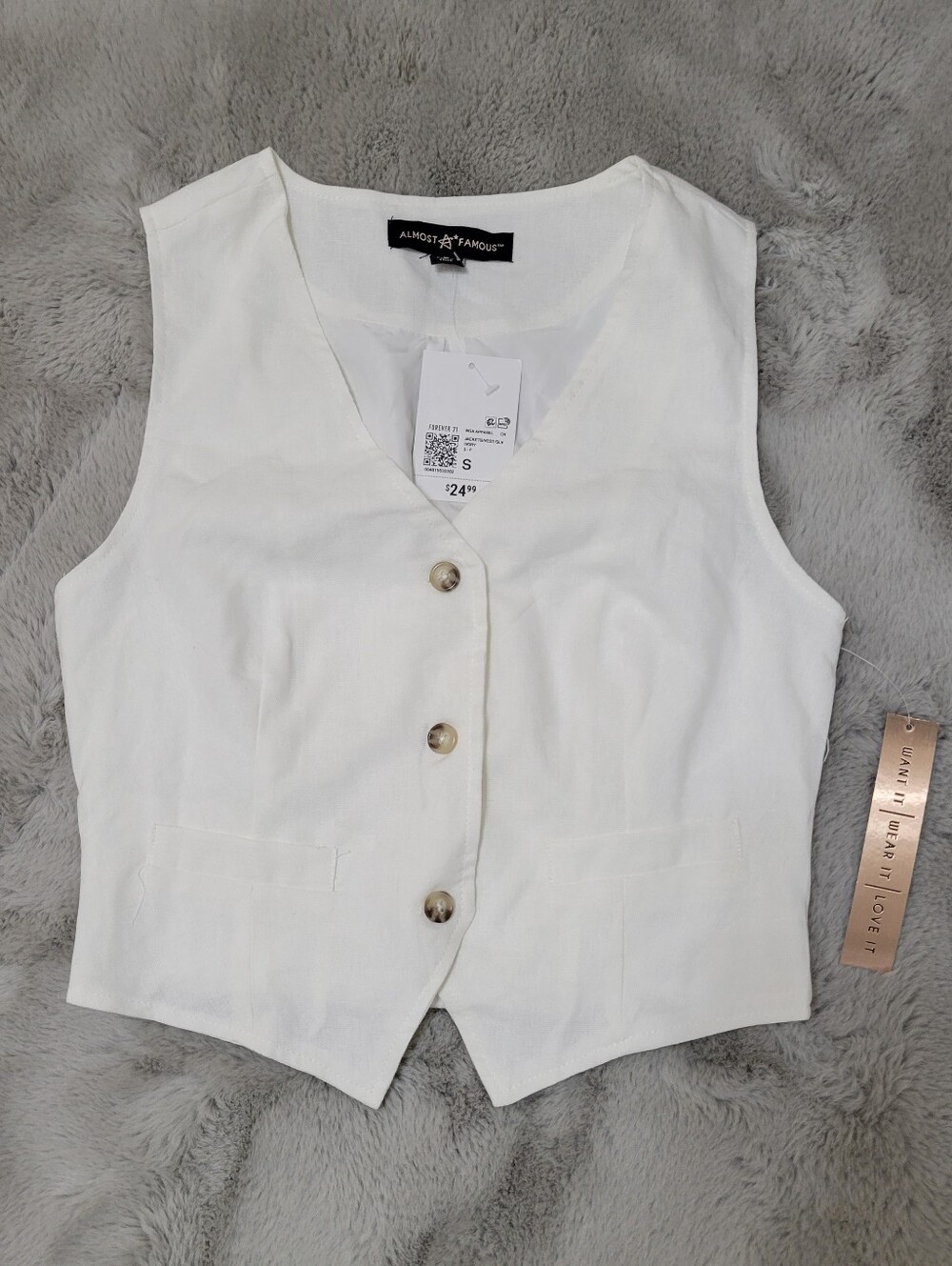 Nwt Almost Famous Ivory Vest